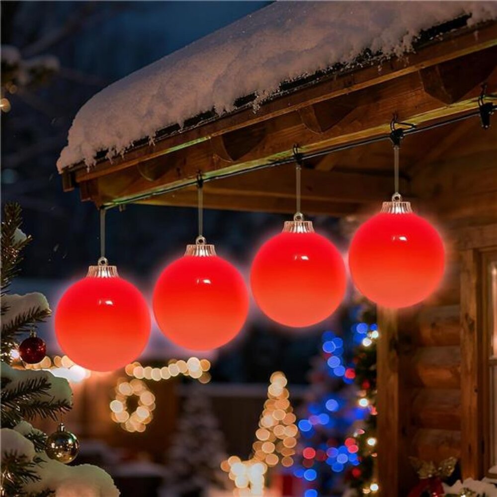 Lanpn 4 Pcs 6"β Outdoor LED Ornament, Large Christmas Battery Powered Ball